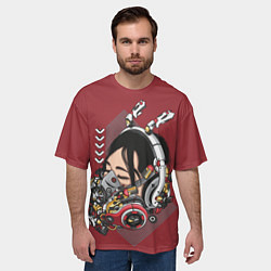 Футболка оверсайз мужская Голова кибер-девушки в маске, цвет: 3D-принт — фото 2