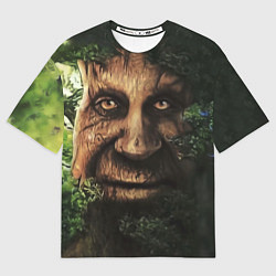 Мужская футболка оверсайз Дерево с лицом мем Мудрое дерево