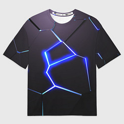 Футболка оверсайз мужская Неоновый разлом плит, цвет: 3D-принт
