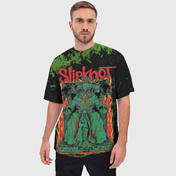 Футболка оверсайз мужская Slipknot green satan, цвет: 3D-принт — фото 2