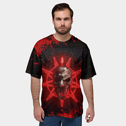 Футболка оверсайз мужская Slipknot red satan star, цвет: 3D-принт — фото 2