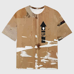Футболка оверсайз мужская Стрелка вверх на рваном картоне - авангард, цвет: 3D-принт