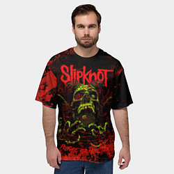 Футболка оверсайз мужская Slipknot череп, цвет: 3D-принт — фото 2