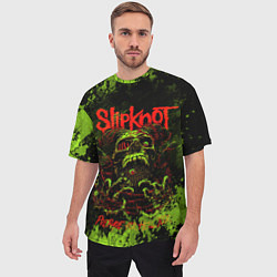 Футболка оверсайз мужская Slipknot green череп, цвет: 3D-принт — фото 2