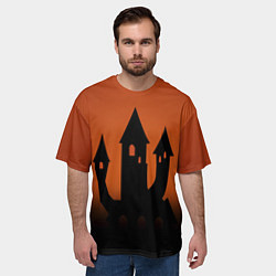 Футболка оверсайз мужская Halloween - замок ведьм, цвет: 3D-принт — фото 2