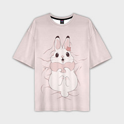 Футболка оверсайз мужская Милый кролик на розовом, цвет: 3D-принт