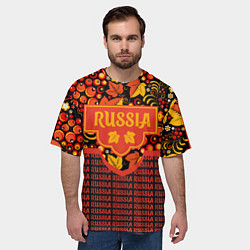 Футболка оверсайз мужская Хохломская роспись - символы России, цвет: 3D-принт — фото 2