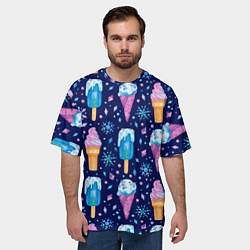 Футболка оверсайз мужская Новогоднее мороженое, цвет: 3D-принт — фото 2