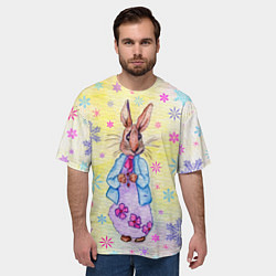 Футболка оверсайз мужская Винтажный кролик, цвет: 3D-принт — фото 2