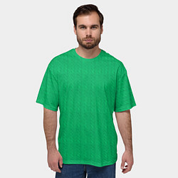 Футболка оверсайз мужская Зеленый вязаный свитер, цвет: 3D-принт — фото 2