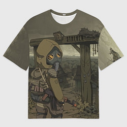 Футболка оверсайз мужская STALKER тень чернобыля нарисованный постер, цвет: 3D-принт