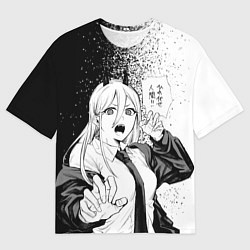 Футболка оверсайз мужская Пауэр - Брызги - Человек-бензопила, цвет: 3D-принт