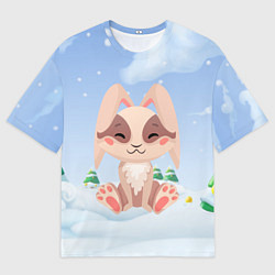 Футболка оверсайз мужская Милый зайка символ 2023 года, цвет: 3D-принт