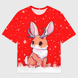 Футболка оверсайз мужская Кролик олень - кролик с рожками, цвет: 3D-принт