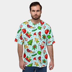 Футболка оверсайз мужская Новогодний паттерн, цвет: 3D-принт — фото 2