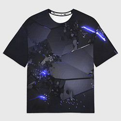 Футболка оверсайз мужская Неоновые плиты, взрыв, цвет: 3D-принт