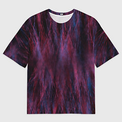 Футболка оверсайз мужская Сине-красный мех, цвет: 3D-принт