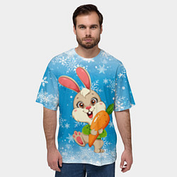 Футболка оверсайз мужская Зайчик с морковкой 2023, цвет: 3D-принт — фото 2