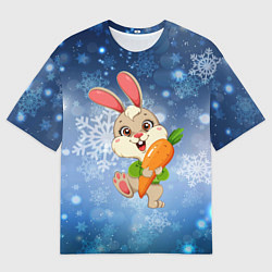 Футболка оверсайз мужская Зайчик с большой морковкой, цвет: 3D-принт