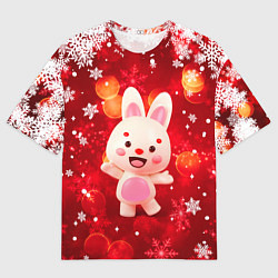 Футболка оверсайз мужская Зайчик и снегопад, цвет: 3D-принт