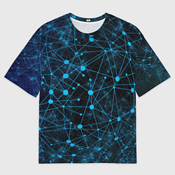 Мужская футболка оверсайз Нейроны - всемирная паутина на черном фоне