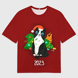 Футболка оверсайз мужская Символ кота, цвет: 3D-принт