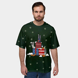 Футболка оверсайз мужская Зайцы на подарках, цвет: 3D-принт — фото 2