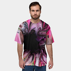 Футболка оверсайз мужская Розовые краски и волны, цвет: 3D-принт — фото 2