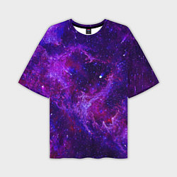 Мужская футболка оверсайз Неоновый космос и звезды