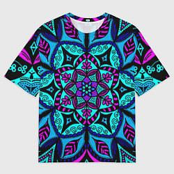 Мужская футболка оверсайз Яркая цветная мандала