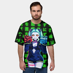 Футболка оверсайз мужская Неоновые иероглифы - Rebecca, цвет: 3D-принт — фото 2