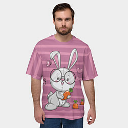 Футболка оверсайз мужская Зайка в очках с морковкой, цвет: 3D-принт — фото 2