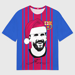 Футболка оверсайз мужская Лионель Месси - Дед Мороз, цвет: 3D-принт