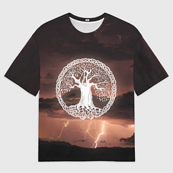 Футболка оверсайз мужская Yggdrasil white rune, цвет: 3D-принт
