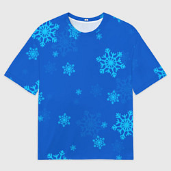 Мужская футболка оверсайз Снежинки - синий