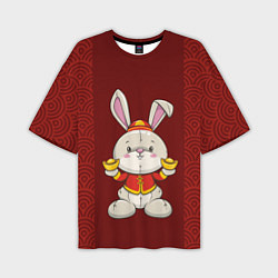 Футболка оверсайз мужская Китайский кролик, цвет: 3D-принт