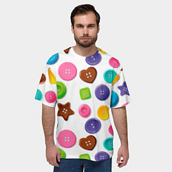 Футболка оверсайз мужская Разноцветные пуговицы - паттерн, цвет: 3D-принт — фото 2
