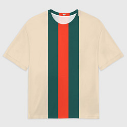 Мужская футболка оверсайз Полосы триколор красный зеленый