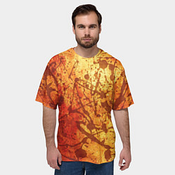 Футболка оверсайз мужская Текстура - Orange in dark splashes, цвет: 3D-принт — фото 2