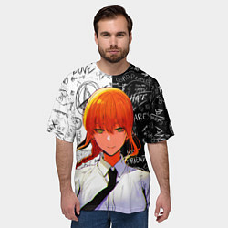 Футболка оверсайз мужская Макима в костюме - Человек бензопила, цвет: 3D-принт — фото 2