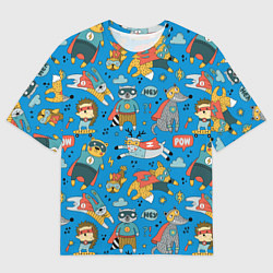 Футболка оверсайз мужская Животные-супергерои, цвет: 3D-принт