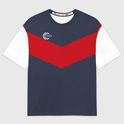 Футболка оверсайз мужская FIRM темно-синий с красной полосой, цвет: 3D-принт