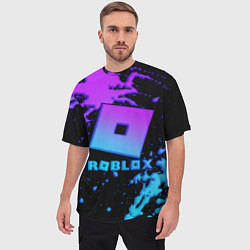 Футболка оверсайз мужская Roblox logo neon gradient, цвет: 3D-принт — фото 2