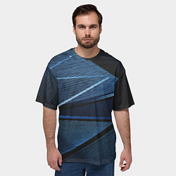 Футболка оверсайз мужская Тёмные геометрические линии и фигуры, цвет: 3D-принт — фото 2
