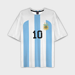 Футболка оверсайз мужская Месси Аргентина ЧМ 2022, цвет: 3D-принт