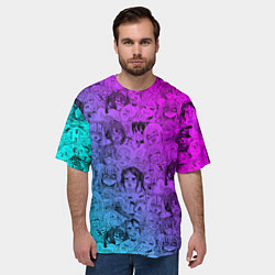 Футболка оверсайз мужская Ахегао девушки градиент, цвет: 3D-принт — фото 2