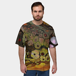 Футболка оверсайз мужская Оранжевые камни, вода и краски, цвет: 3D-принт — фото 2