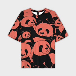 Мужская футболка оверсайз С красными пандами