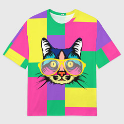 Футболка оверсайз мужская Кот в стиле поп-арт, цвет: 3D-принт