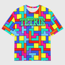 Футболка оверсайз мужская Тетрис - паттерн, цвет: 3D-принт